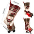 Warm Large Christmas Stocking Santa Claus Sock Plaid Burlap Gift Holder Christmas Tree Decoration New Year Gift Candy Bags - menochic